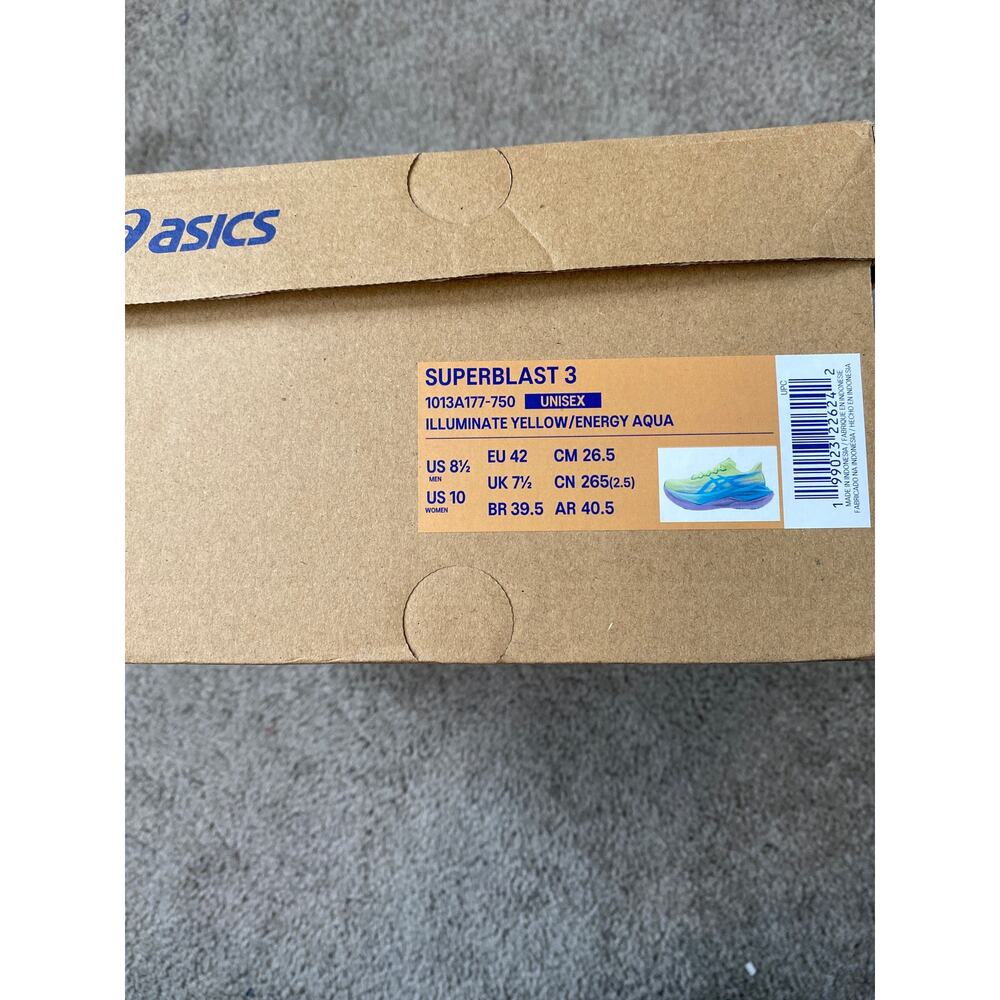 New ASICS Superblast 3 Illuminate Yellow Energy Aqua Size 8.5M / 10W - Picture 3 of 4